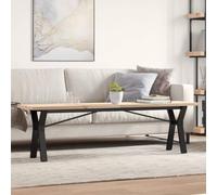 Holamys Tavolino in legno di pino massiccio con struttura a Y in acciaio verniciato a polvere, 160 x 40 x 45,5 cm, per soggiorno e sala da pranzo, durevole ed elegante