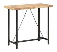 Holamys Tavolo da bar 120 x 58 x 107 cm, tavolo da pranzo in legno di mango grezzo, tavolo da cucina con gambe in ferro verniciato a polvere, per sala da pranzo, cucina