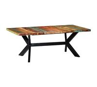 Holamys Tavolo da pranzo 200 x 100 x 75 cm in legno massello stile industriale, durevole, per sala da pranzo e cucina, aspetto unico, ideale per famiglie