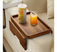 HOLANA Vassoio per bracciolo del divano in legno di acacia, 34,9 x 24,1 cm, doppia cerniera per bracciolo del divano, tavolino in legno per mangiare e bere (acacia, 34,9 cm P x 24,1 cm L x 5,1 cm A)