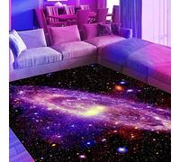 HOLAVIDA Tappeto Galassia Luce Nera, Fluorescente UV Stelle, Antiscivolo e Luminoso con Cielo Stellato, Decorazione Celestiale per Camera o Sala Giochi Bambini 180x120cm