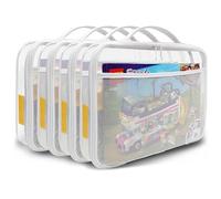 holay 4 Pezzi Set Blocchi PVC con Cerniera, Giocattolo, Argilla, Giochi da Tavolo Organizzatore Storage Borsa(Etichetta Nome, Tasca Manuale) (Bianco, Grande)