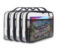 holay 4 Pezzi Set Blocchi PVC con Cerniera, Giocattolo, Argilla, Giochi da Tavolo Organizzatore Storage Borsa Custodia(Etichetta Nome, Tasca Manuale) (Nero, Grande)