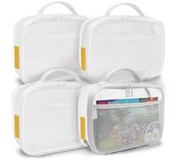 holay 4 Pezzi Set Blocchi PVC con Cerniera, Giocattolo, Argilla, Giochi da Tavolo Organizzatore Storage Borsa(Etichetta Nome, Tasca Manuale) (Bianco, Piccolo)