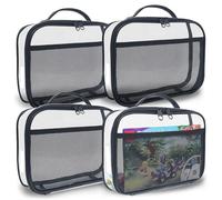 holay 4 Pezzi Set Blocchi PVC con Cerniera, Giocattolo, Argilla, Giochi da Tavolo Organizzatore Storage Borsa Custodia(Etichetta Nome, Tasca Manuale) (Nero, Piccolo)