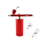 Hold Airbrush Air Brush Kit Commercial Foundation Make Up Pistone Compressor Soffiaggio comodo(Part C Red)