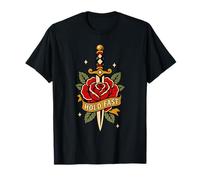 Hold Fast Dagger Rose Traditional Tattoo Flash Old Ink Maglietta
