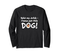Hold My Drink I'mma Pet This Dog Funny Cute Sheltie Maglia a Manica