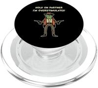 Hold On Partner I'm Overstimulated Funny Cowboy Frog Vintage PopSockets PopGrip per MagSafe