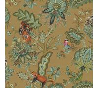 Holden Animale Giacobino Carta da Parati Esotico Foglie Tigri Uccelli Ocra 13450