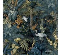 Al di Fuori IN Floreale Giungla Paradise Holden Carta da Parati Navy 13180 Birds