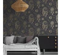 Holden Wallpaper New Metallic Sogno Acchiappasogni Oro Nero 13330