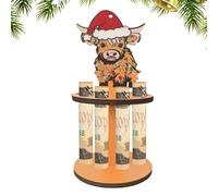 Holder in legno di Natale, Highland Cow Money Holder with 10 Holes, Cash Stand for Holiday Table Decoration, Christmas Ornament for Gift Giving and Festive Home Decor, multicolore, A,