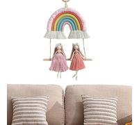 Holdes Decorazioni arcobaleno in macramè, decorazione da parete arcobaleno, macramè, ghirlanda di nappe arcobaleno Boho - ornamenti da parete in rilievo arcobaleno intrecciati a mano, decorazione del