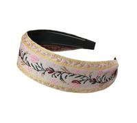 Holdes Fasce larghe da donna, fasce per capelli bohémien, da donna, con ricami floreali, stile vintage, realizzate a mano, per la maggior parte delle acconciature, per tutti i giorni