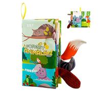 Holdes Libri morbidi per bambini,Libri accartocciati per bambini - Libri di attività per bambini con code di animali - Libri educativi in tessuto morbido con manico, giocattolo di apprendimento