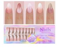 Holdes Unghie artificiali corte, unghie pressione - Punte per unghie colorate rinforzate Stampa sfumata sulle unghie,Unghie finte di lunga durata Unghie colorate sfumate per il negozio di manicure