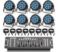 HOLDLAMP 8 faretti LED RGBW da 84 W, con console DMX, cavo DMX e telecomando, luci da palcoscenico a LED, per bar, dj, matrimonio, compleanno, teatro, Halloween, Natale