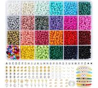 HOLDLEAF 4mm Perline per Braccialetti，Perline Colorate,Kit di Perline con Lettere Perle per La Creazione di Bracciali e Gioielli Fai Da Te per Bracciali, Gioielli e Artigianato