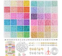 HOLDLEAF Kit di Perline 3mm - Set per Braccialetti Con Perline di Semi di Vetro e 280 Lettere Mini - Kit per Fare Gioielli