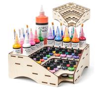 HOLDLEAF Organizer per bottiglie di colore in legno per colori da tavolo e modellismo, angolo di 90° con 55 fori (Ø 65/36/26/9 mm), organizer per colori con Vallejo, Army Painter, AK (modulo A)