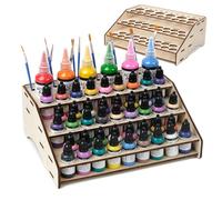 HOLDLEAF Organizzatore per flaconi di vernice in legno per colori da tavolo e modellismo con 61 fori (Ø36/26/9mm) Organizzatore per colori con Vallejo, Army Painter, AK (Modulo A)