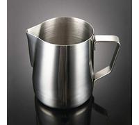 Holdlebe Brocca per latte in acciaio inox, ideale per schiumare schiuma di latte, argento, 1000 ml