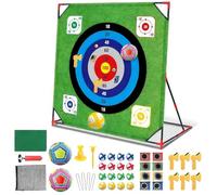 HoldOneLight 4 in 1 Battle Golf Chipping Game con supporto - 16 palline adesive, tappetino da mettere, 8 sacchi di fagioli, 2 palline da calcio, 6 assi, giochi da cortile per interni ed esterni per