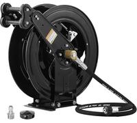 HoldOneLight Avvolgitubo automatico retrattile da 40,6 cm, per idropulitrice, 15,2 m, in acciaio resistente, bobina con doppio braccio, 4000 PSI (nero)