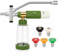 HoldOneLight Cannone a schiuma con accessorio a doppio connettore, cannone per sapone originale per idropulitrice, 5 punte per ugello idropulitrice, attacco rapido da 1/4 di pollice