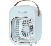 HoldOneLight Ventilatore portatile portatile, mini ventilatore elettrico blu con spray d'acqua, ventola di raffreddamento portatile, vacanze estive indispensabili per uomini e donne, ideale per viaggi