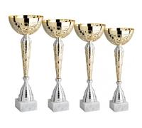 Hole Gadget Coppa Trofeo Personalizzati, Premiazioni Singole o in Set Completi, Sportivi per Eventi, Calcio, Fantacalcio, Basket, Padel, Personalizzabile su Targhetta cod. 10.031 (Set 4 | Oro)