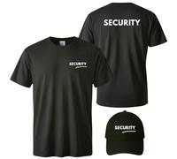 Hole Gadget | T-Shirt Security Nera Uomo Maglietta Maniche Corte Divisa Operatore di Sicurezza t Shirt con Stampa Fronte e Retro più Berretto Abbigliamento Staff (IT, Testo, XL, Regular, Regular)