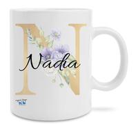 Hole Gadget Tazza con Iniziali e Nome con tutte le Lettere in Ceramica Personalizzabile Idea Regalo per Uomo e Donna, Festa della Mamma, Ricorrenze, Amica, Maestra, Casa, Ragazza (N)