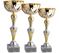 Hole Gadget Tris Premiazioni Personalizzate38-35 - 33 cm Coppa Trofeo con Targhetta Inclusa Trofei e Coppe Varie Misure per Sport, Calcio, Basket, Volley, Eventi Sportivi, Fantacalcio 11.551 (Oro)