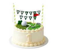 Hole in One Cake Toppers, 1 First 1st Golf Birthday Cake Decorations, Green Flag Cupcake Toppers for Boys Sports Theme 1 First Birthday Party Supplies Baby Shower Food Bar Decorazioni