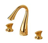 Hole Rubinetto Golden Hot And Cold Brass Bathroom Raucets per lavello 8 Pollici (A)