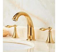 Hole Rubinetto Golden Hot And Cold Brass Bathroom Raucets per lavello 8 Pollici a (b)