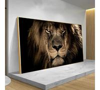 HOLEILUCK Africano Grande Leone Leopardo Animali Volti Dipinti su tela Stampe d'arte da parete Animali Leoni Immagini artistiche per soggiorno 65x120 cm/26x47 in con cornice dorata Pronto