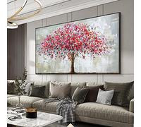 HOLEILUCK Albero Rosso Paesaggio Dipinto Su Tela Moderna Extra Large Dimensioni Astratta Arte Della Parete Immagine Per Soggiorno Camera Da Letto Home Decor 75x180cm/30x71in Senza Cornice