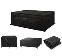 HOLEILUCK Copertura Impermeabile per Mobili Da Esterno 55x50x45cm Telo Di Copertura per Mobili Da Giardino Tessuto 420d Oxford Rettangolare Antivento E Anti-Uv Telo Copri Tavolo per Esterno -Nero