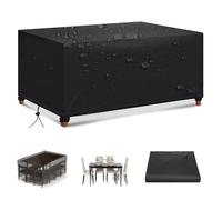 HOLEILUCK Copertura Tavolo Esterno Impermeabile 210x75x70cm, Tela Nero, Anti-UV