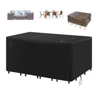 HOLEILUCK Copertura Tavolo Esterno Impermeabile,Copertura Per Mobili da Giardino,Nero Rettangolare/Quadrato Tessuto Oxford 420D, Tavoli e Sedie da Cortile Raggi UV, Antipolvere 330x100x90cm/LxWxH