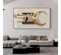 HOLEILUCK Di lusso di Arte Della Parete Moderna E Minimalista Astratta Con Cornice Nera Nordic Decorazione Della Tela di Canapa Pittura Oro Immagini per Soggiorno 70x140 cm/28x55in Cornice Nera