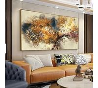 HOLEILUCK Dipinti ad olio astratti di grandi dimensioni su tela Ramo di un albero marrone dorato Immagini per soggiorno Camera da letto Wall Art Home 60x130cm (23.62x51.18in) Con Cornice