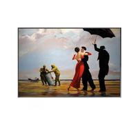 HOLEILUCK Dipinti di Edward Hopper che ballano Stampe di Street Art Astratte Stampe Moderne di Graffiti Immagini da Parete Immagini per Pareti Soggiorno 95x140 cm/37x55 in con Cornice Nera