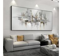 HOLEILUCK Dipinto astratto grigio di grandi dimensioni Quadro su tela in bianco e nero Quadro moderno Xxl Quadro su tela Soggiorno Decor 100x180 cm/39x71 pollici Senza cornice