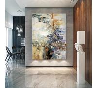 HOLEILUCK Grande arte astratta moderna pittura a olio colorata su tela per soggiorno cornice in legno arte parete immagine decorazioni per la casa 85x130 cm/33x51 in con cornice