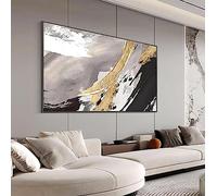 HOLEILUCK Grande arte astratta su tela foglia d'oro dipinto grigio arte della parete nero e oro arte decorazioni per la casa per camera da letto soggiorno Roo 98x196cm / 39x77in senza cornice