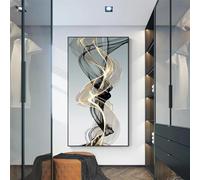 HOLEILUCK Grande astratto nero linee gialle pittura murale stampa moderna immagini nordiche di arte della parete per soggiorno camera da letto arredamento 50x102 cm/20x40 pollici senza cornice